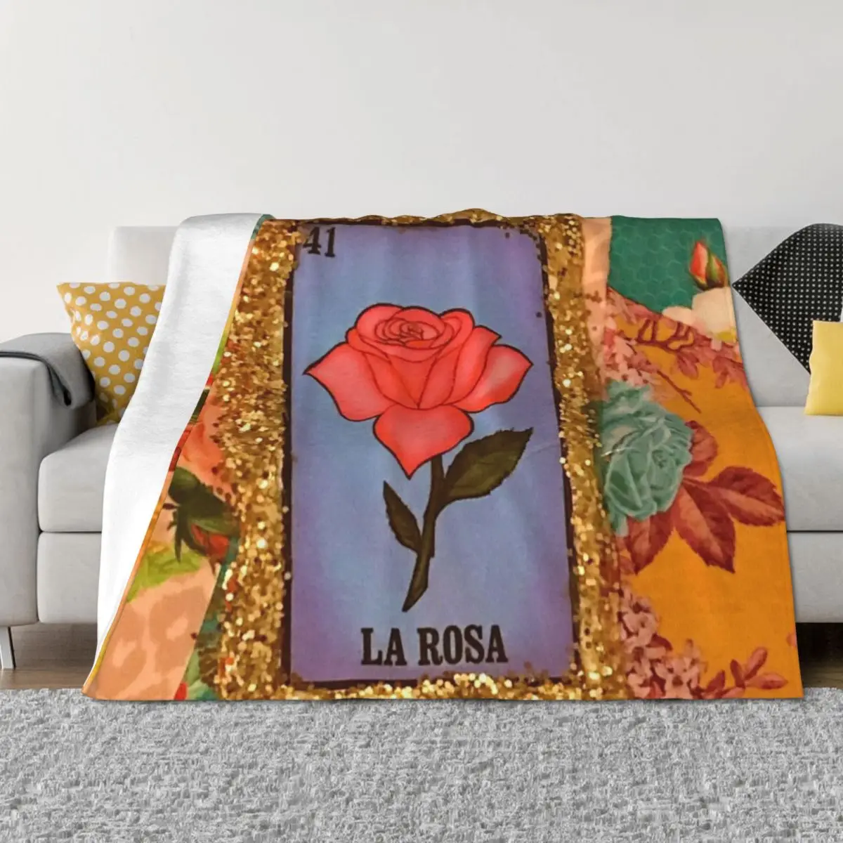 

Mexican Bingo La Rosa Throw Blanket Luxury Designer Hairys Soft Luxury St Blankets