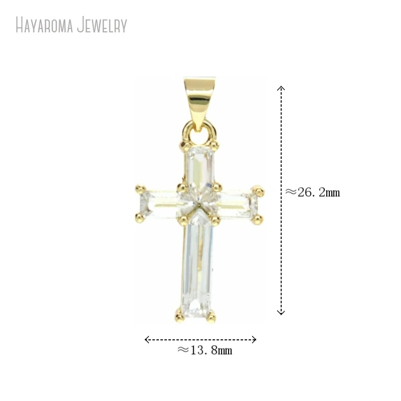 

5Pcs Gold Color Invisible Setting Metal Cubic Zirconia Christian Cross Crisscross Copper Wholesale Pendant