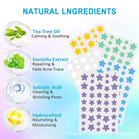 1400 pièces boutons patchs, patchs d'acné étoiles multicolores, patchs d'acné du visage, patchs correcteurs d'acné, Ultra-fins