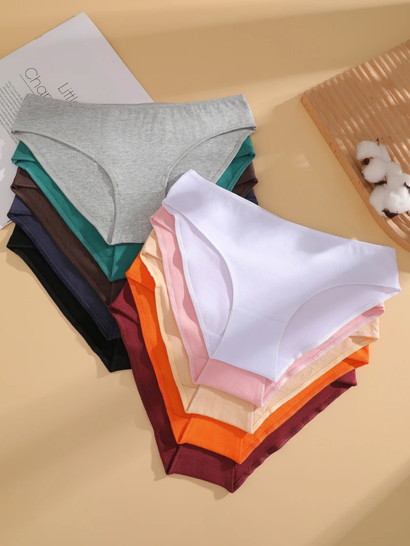 7Pcs Cotton Breathable Panties Women Comfortable Underwear Seamless Low Waist Underpants Fashion Girls Solid Color Sexy Lingerie