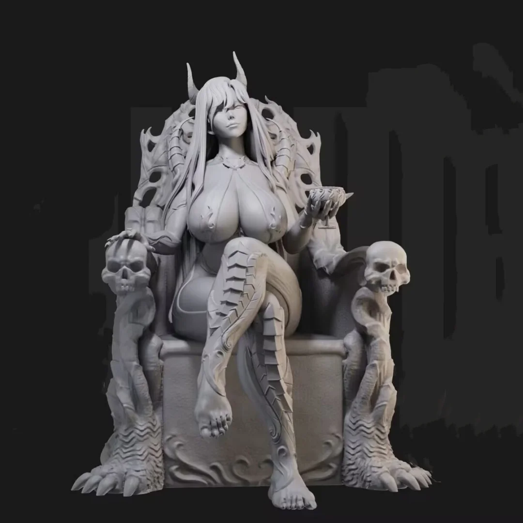Harzmodellfigur, Maßstab 1/24, Schwarzer Sukkubus-Thron, GK, Unmontierter und Unbemalter Bausatz, 3D-DIY-Spielzeug