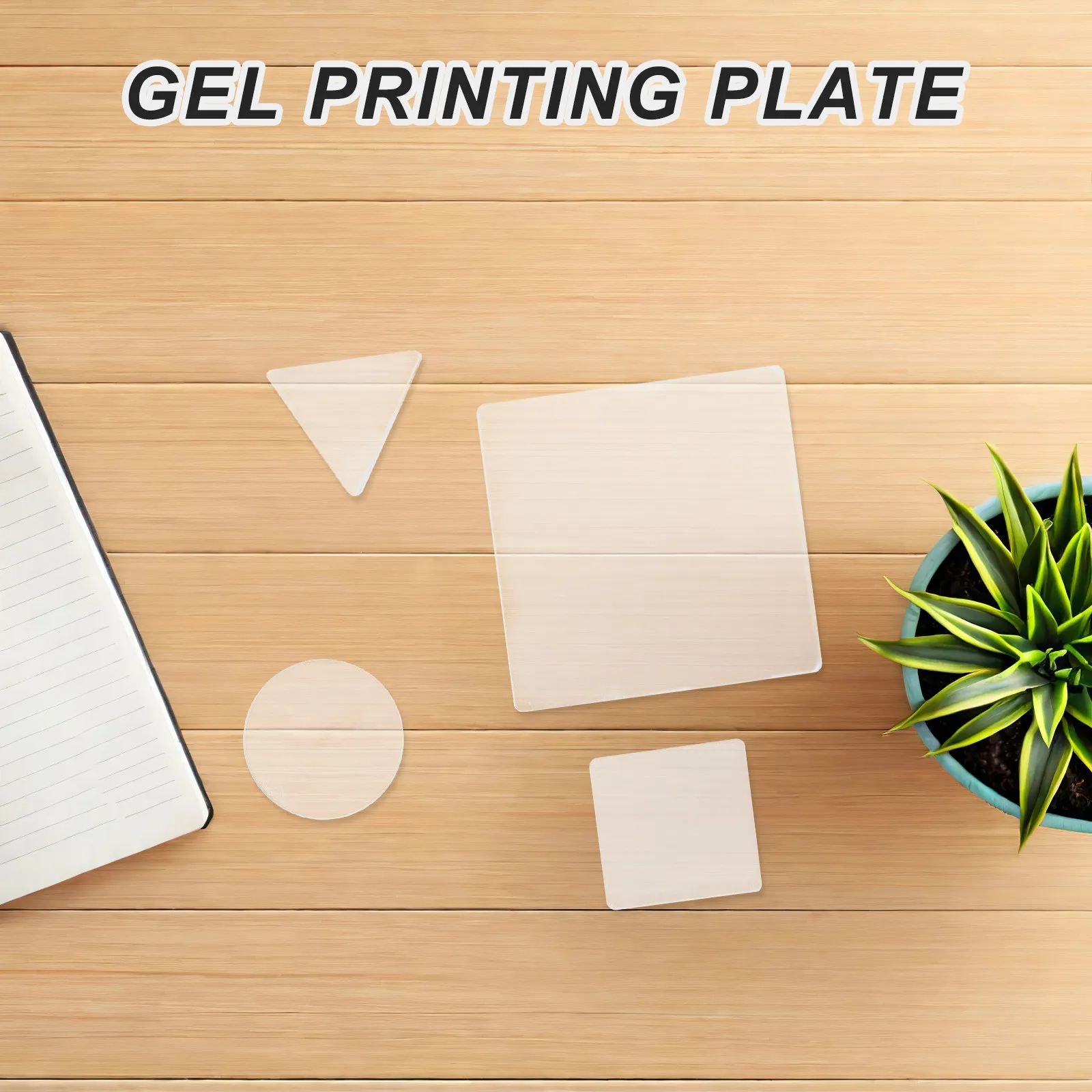 4Pcs Gel Printing Plate Reusable Clear Round Triangle Monoprinting Printmaking Art Supplies Crafting Journaling Card Making Tool
