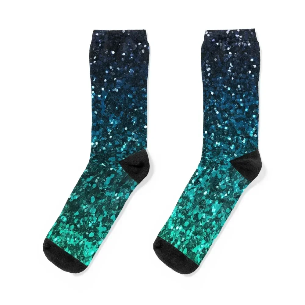 

Aurora Skies Glitter Gradient Socks Running cartoon Children's sports and leisure Socks Woman Men's