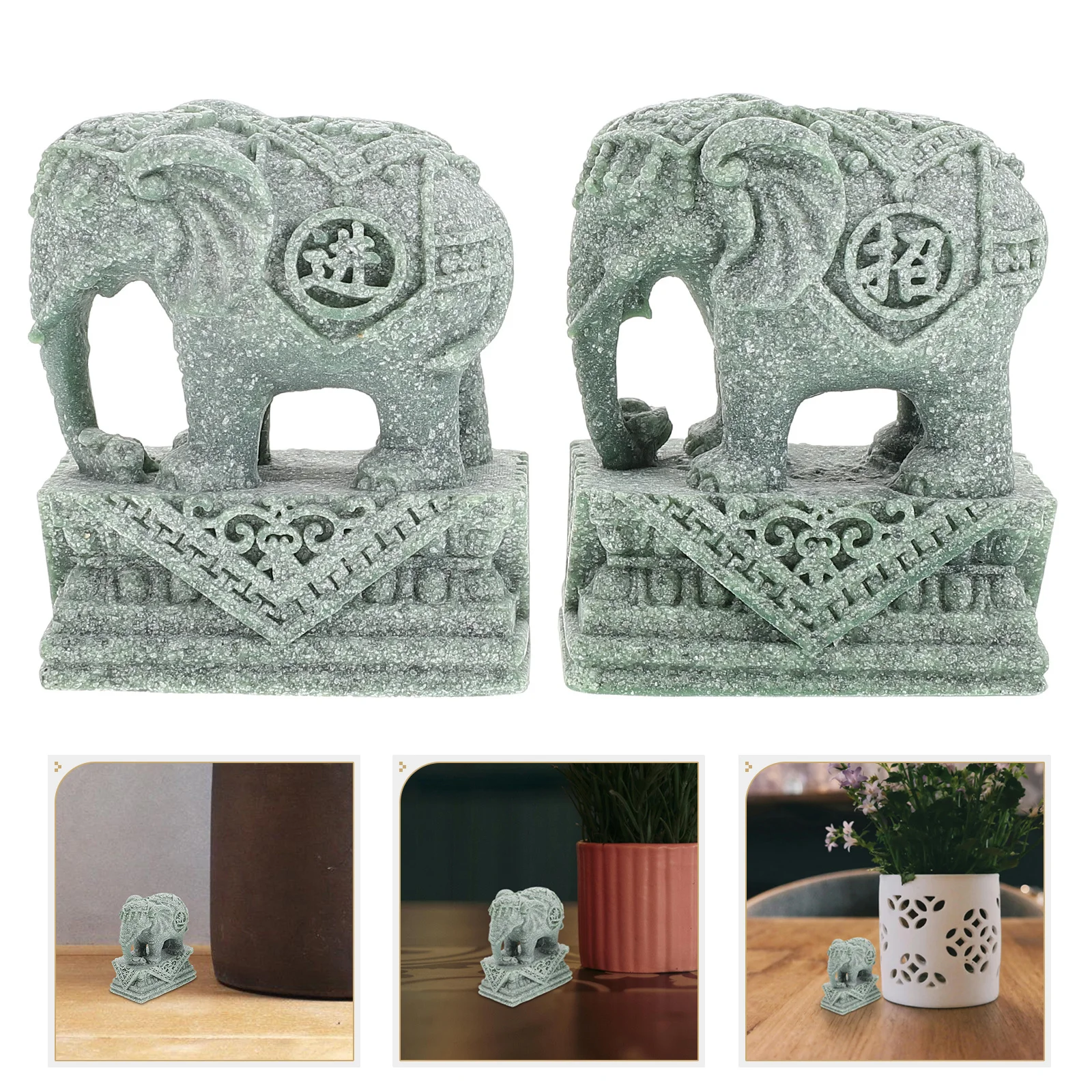 

Unique Elephant Sandstone Sculpture Bonsai Decor Home Office Miniature Statue Luck Wealth Micro Landscape Bonsai Decorations