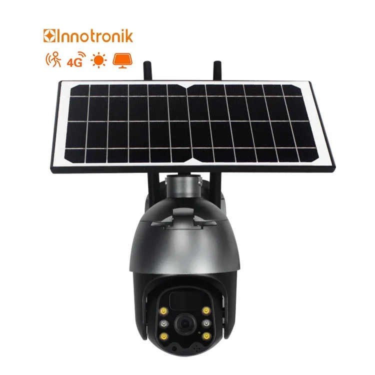 Innotronik 2024 New 1080P 4G Battery Solar Powered Security Wireless Wifi Camera Outdoor Long Distance CCTV PTZ With Sim Card