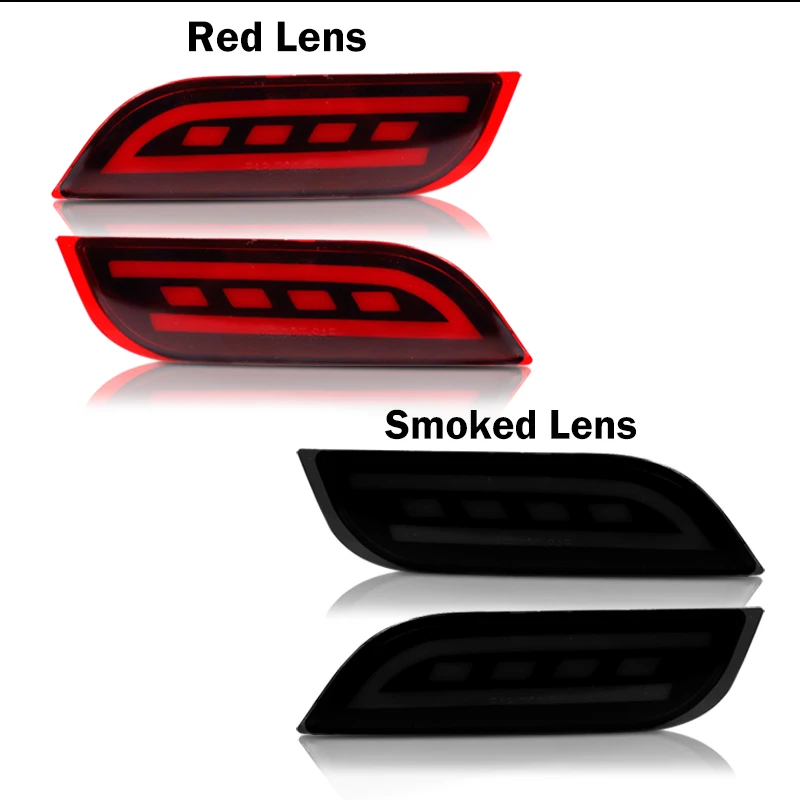 Red /Smoked Lens Red LED Bumper Reflectors Lights Rear Fog Lights Brake/Tail lights For Subaru Impreza WRX STi XV Crosstrek