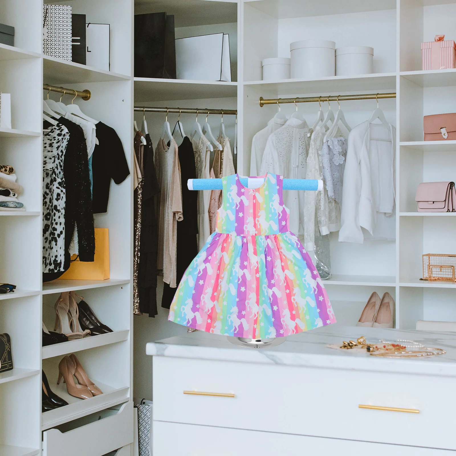 

Children Clothes Hanger Strong Plastic Foam Dress Display Stand Skirt Holder Non-Tip Storage Rack for Kids Clothing Display