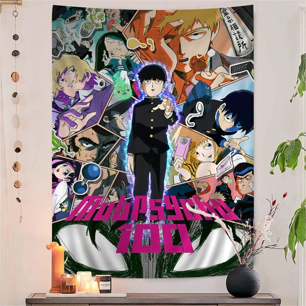 Mob Psycho 100 Colorful Tapestry Wall Hanging Hippie Flower Wall Carpets Dorm Decor Wall Art Decor