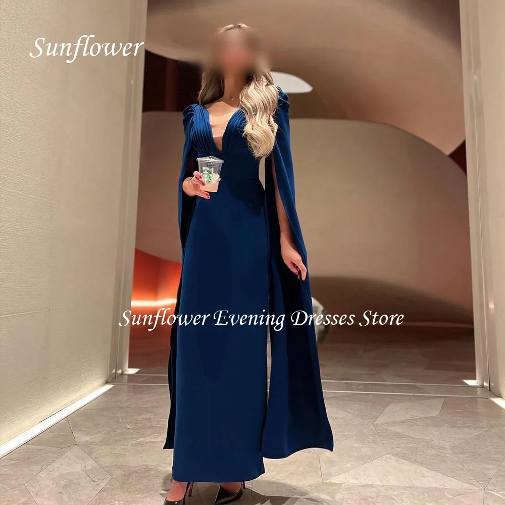 

Sunflower V-Neck Prom Gown Mermaid Evening Dress Slim Long Sleeves Satin Back Split Party Dress 2023 Mermaid Customized