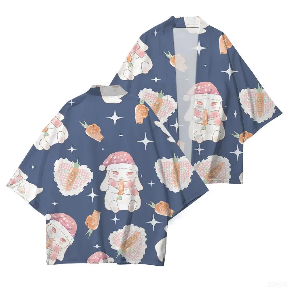 منتج جديد الكرتون الأوروبي الأمريكي أنيمي لطيف نمط ثلاثية الأبعاد الطباعة فضفاضة عادية سترة الصيف الرجال النساء نفس النمط كيمونو #2