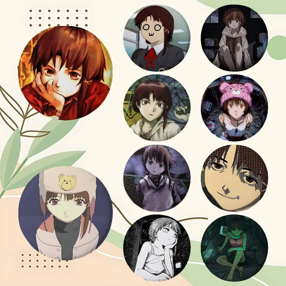 Anime S-Serial Experiments Lain Brooches Stylish Ornament Pins Exquisite Round Badge Bag Accessories Jewelry Gifts