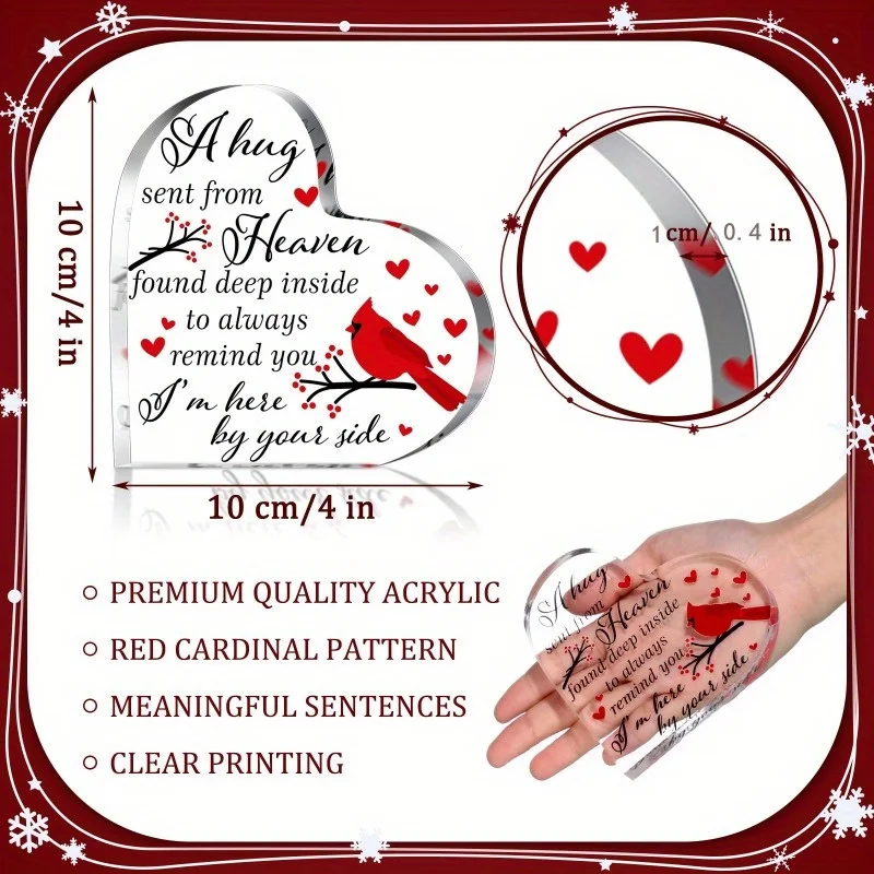 Here with You, Always - Red Cardinal Acrylic Table Centerpiece Gift for Remembrance and Sympathy