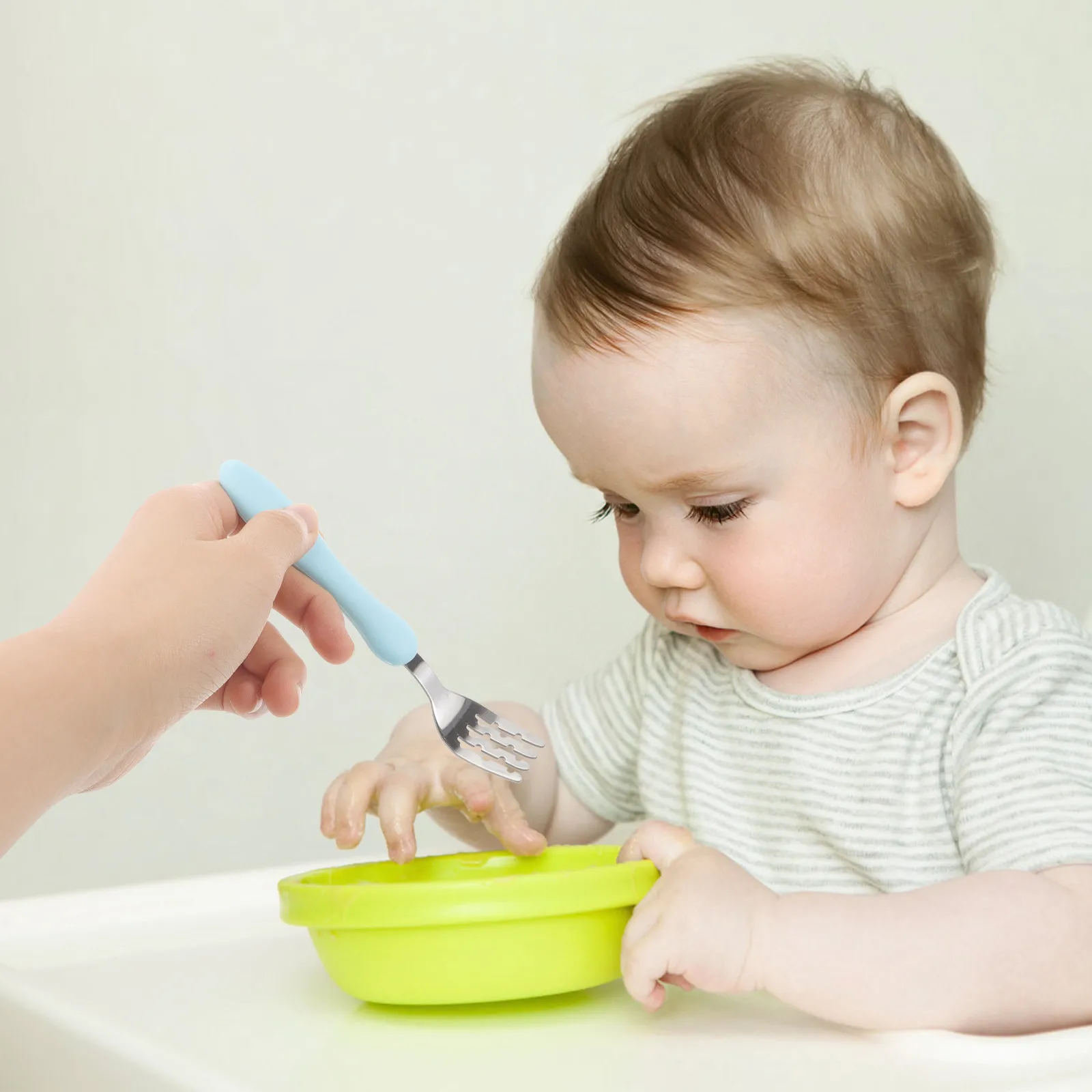 

1Set Baby Self Feeding Utensils Set Toddler Spoon and Fork Training Tools Safe Lightweight Portable for Camping Travel