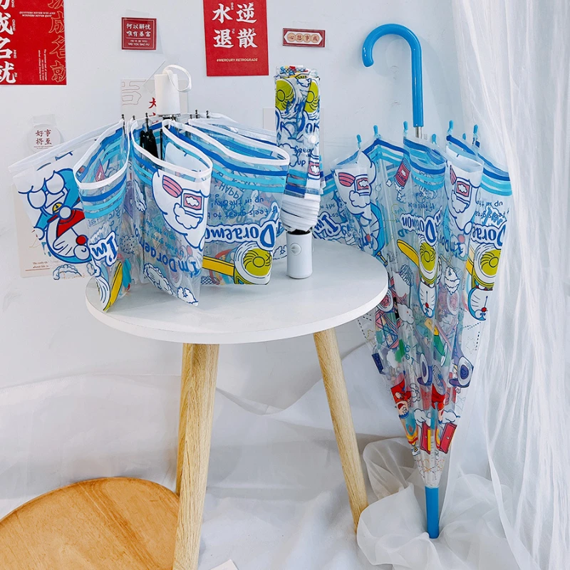 الكرتون عبقور مظلة أوتوماتيكية شفافة للبنين بنات Kawaii مظلة يدوية قابلة للطي البلاستيكية المظلات الملونة Y2K الهدايا #4