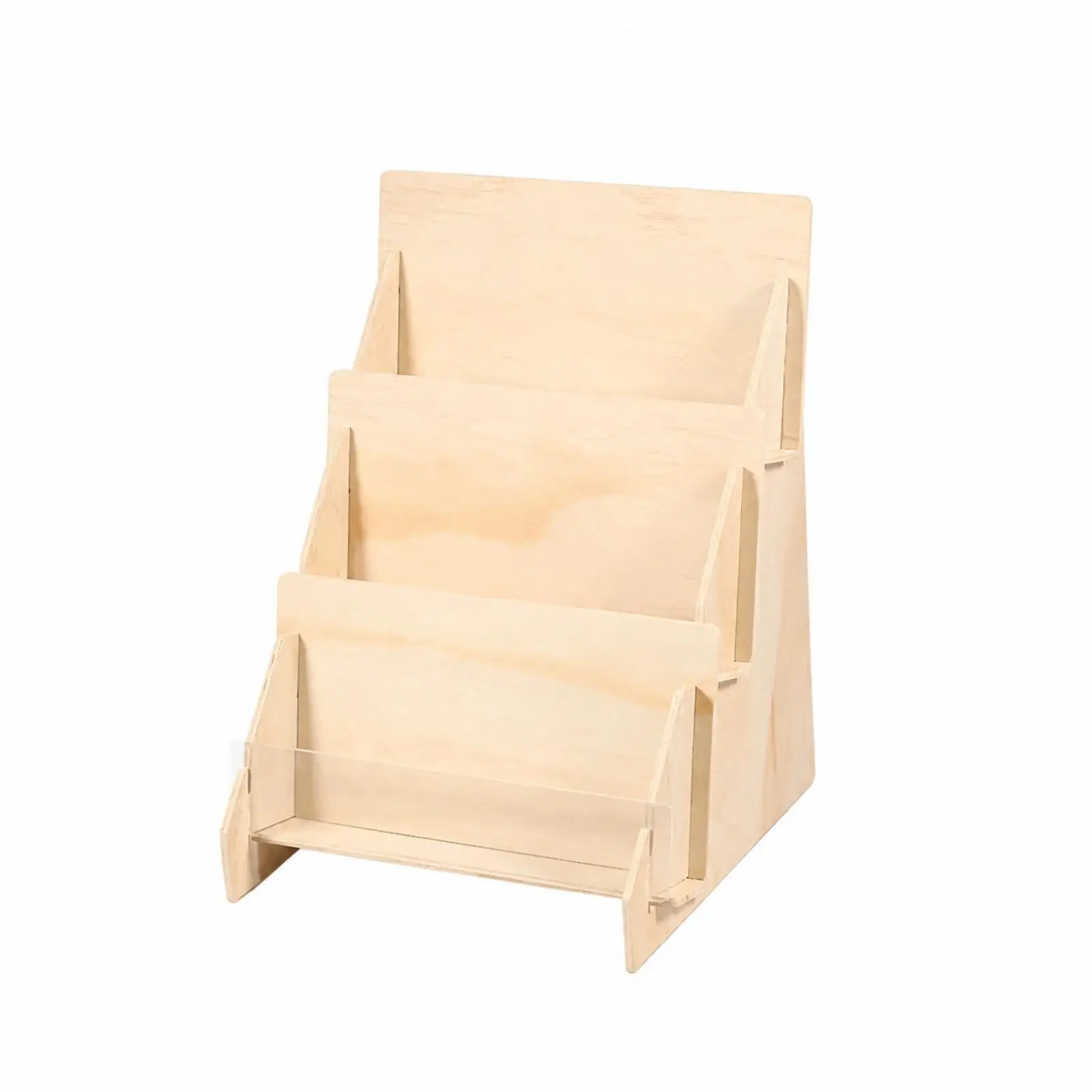 3-Tier Desktop Organizer Stable Wooden Brochure Stand Long-Lasting for Office