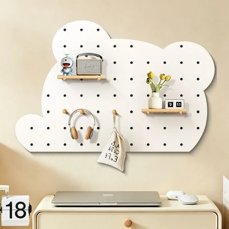 Solid Wood Panda Bear Hole Board Shelf for Behind Door Electric Box Blocking Entrance Cover Decorative Wall Mounted Storage