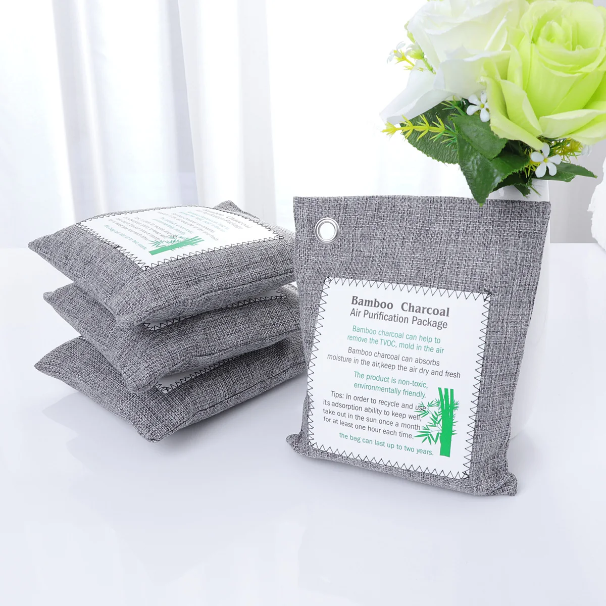 

4 Pcs Activated Carbon Bag Bamboo Charcoal Absorber Air Purification Package Odor Fresheners Car House Pet Areas