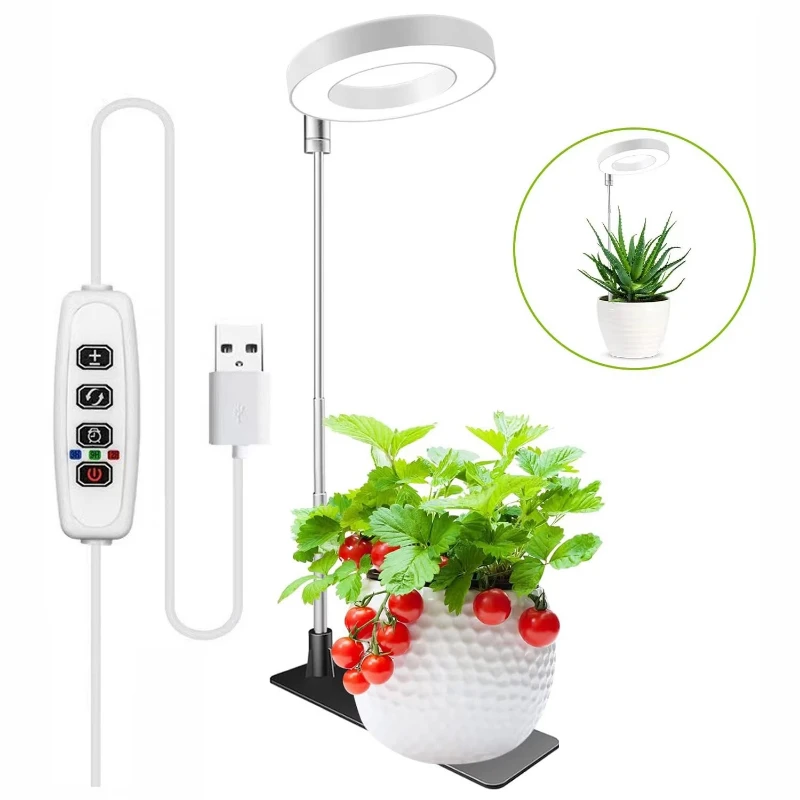 High Quality 5W Full Spectrum Angel Ring Telescopic Plant for Cactus Micro Greens and Small Greenhouses Fast Delivery
