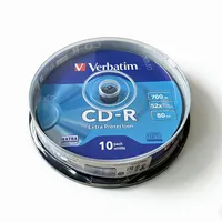 Verbatim CD-R Disco CD vacío en blanco Discos CDR 80min 700MB 52X Paquete de 10
