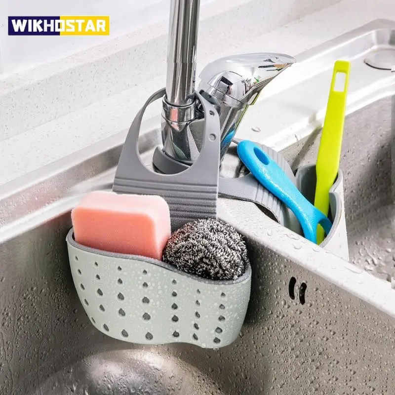 Küche Gummi Waschbecken Tasche Spüle Abfluss hängenden Korb verstellbare Küche Zubehör Seife Schwamm Regal Wasserhahn Halter für Badezimmer