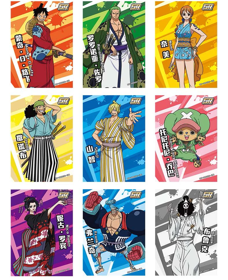 Original One Piece Wano Country Collection Cards Anime Figure Luffy Zoro Nami Rare Cards Game Collectibles Cards for Children