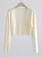 AOSSVIAO 2025 Women Elegant Solid Cardigan Coat Jackets Short Sleeve Korean Thin Knitted Shirt Female Y2K Cropped Top Outwea