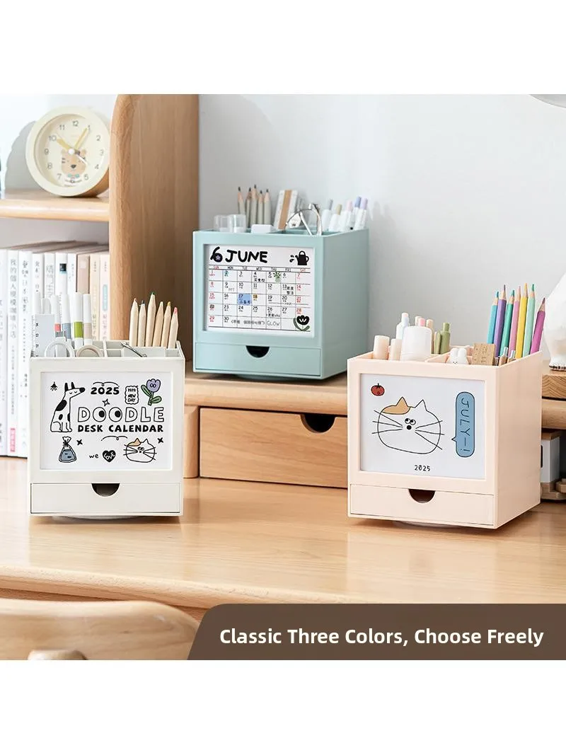 large-capacity-rotating-pen-holder-simple-graffiti-memo-desktop-multi-purpose-storage-creative-gift-desk-organizer
