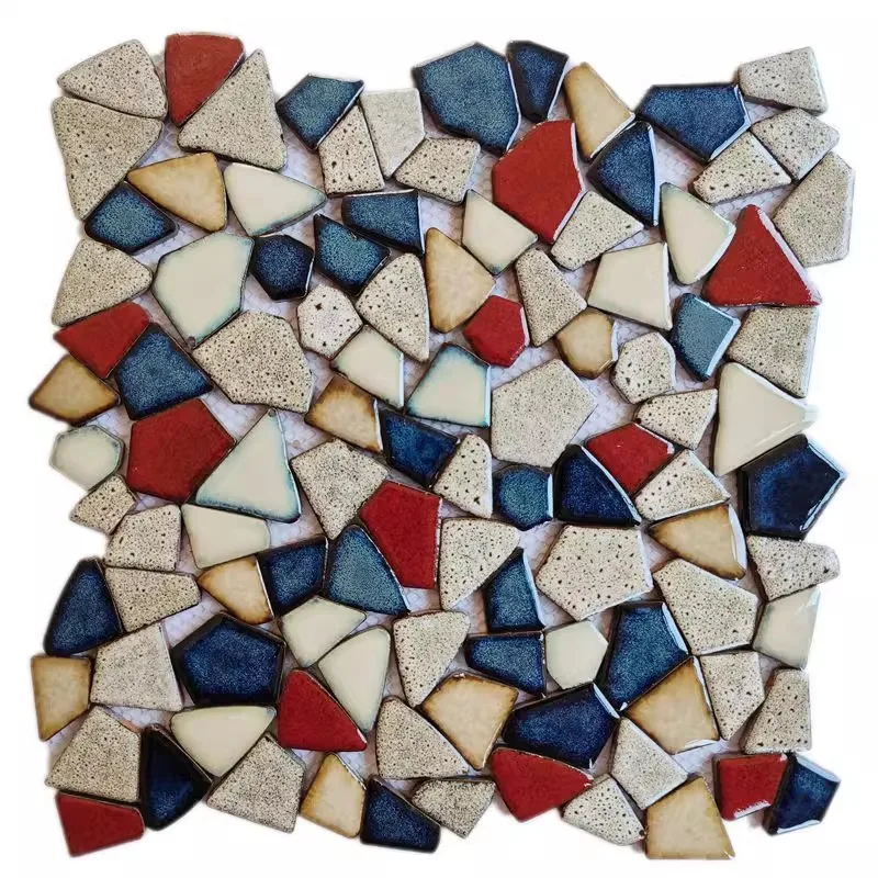 30x30cm Colored Ceramic Free Gravel Tiles Garden Swimming Pool Background Wall Mosaic Wear-resistant Tiles Decoration