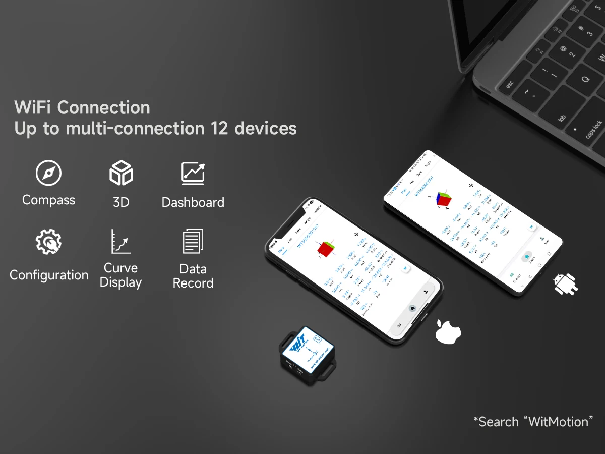 WitMotion WT901WIFI Wireless Accelerometer 9-Axis AHRS Inclinometer(XYZ)Tilt Sensor +Gyro+Angle+Magnet,Support Multi-connection