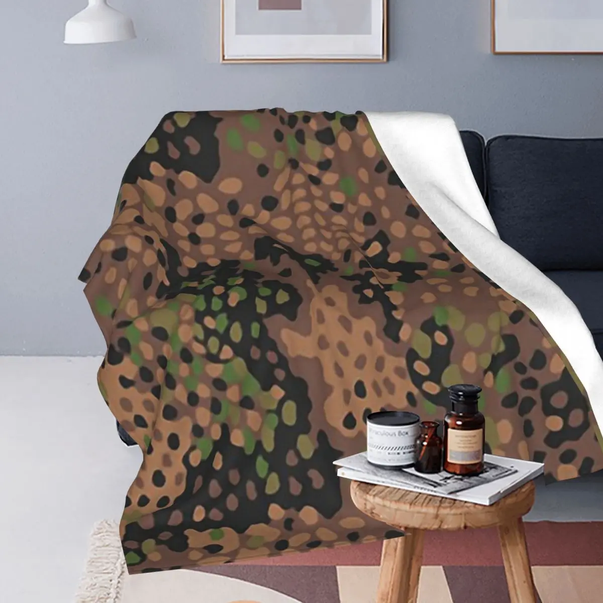 Dot 44 German WW2 Camouflage Pattern Blanket Fleece Sofa Throw Blanket Throw Blankets for Bedding Office Throws Bedspread Quilt