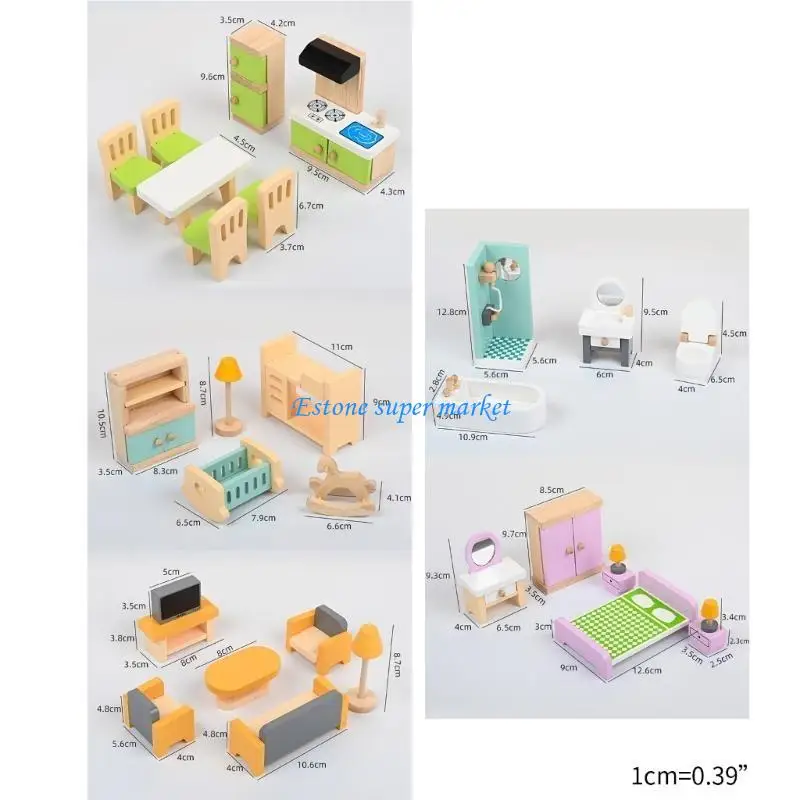 090B Dollhouse Miniature Bed With Drawer Bedroom Simulation Furniture Model Bedroom Furniture Pretend Play Toy