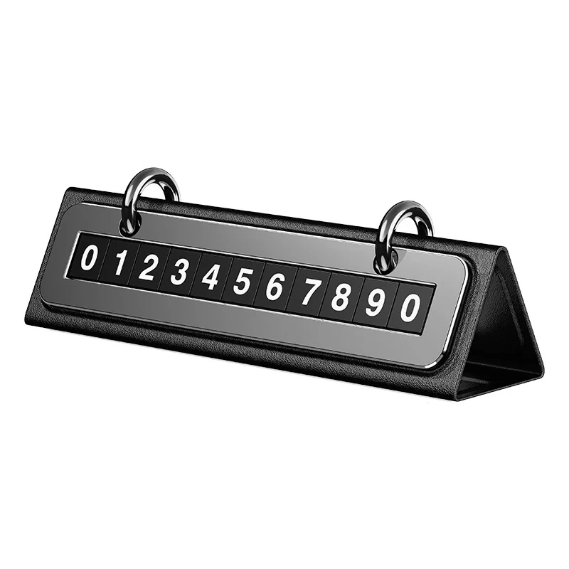 Luxury Focus: Elegant Leather Temporary Parking Sign | Sophisticated Movable Number Plate for Your Vehicle | Premium Car