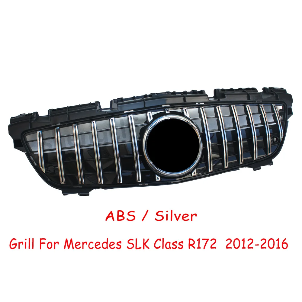 SLK Class R172 GT Style Front Grille for Mercedes SLK200 SLK250 SLK350 Front Bumper Grill Mesh Silver 2012-2016