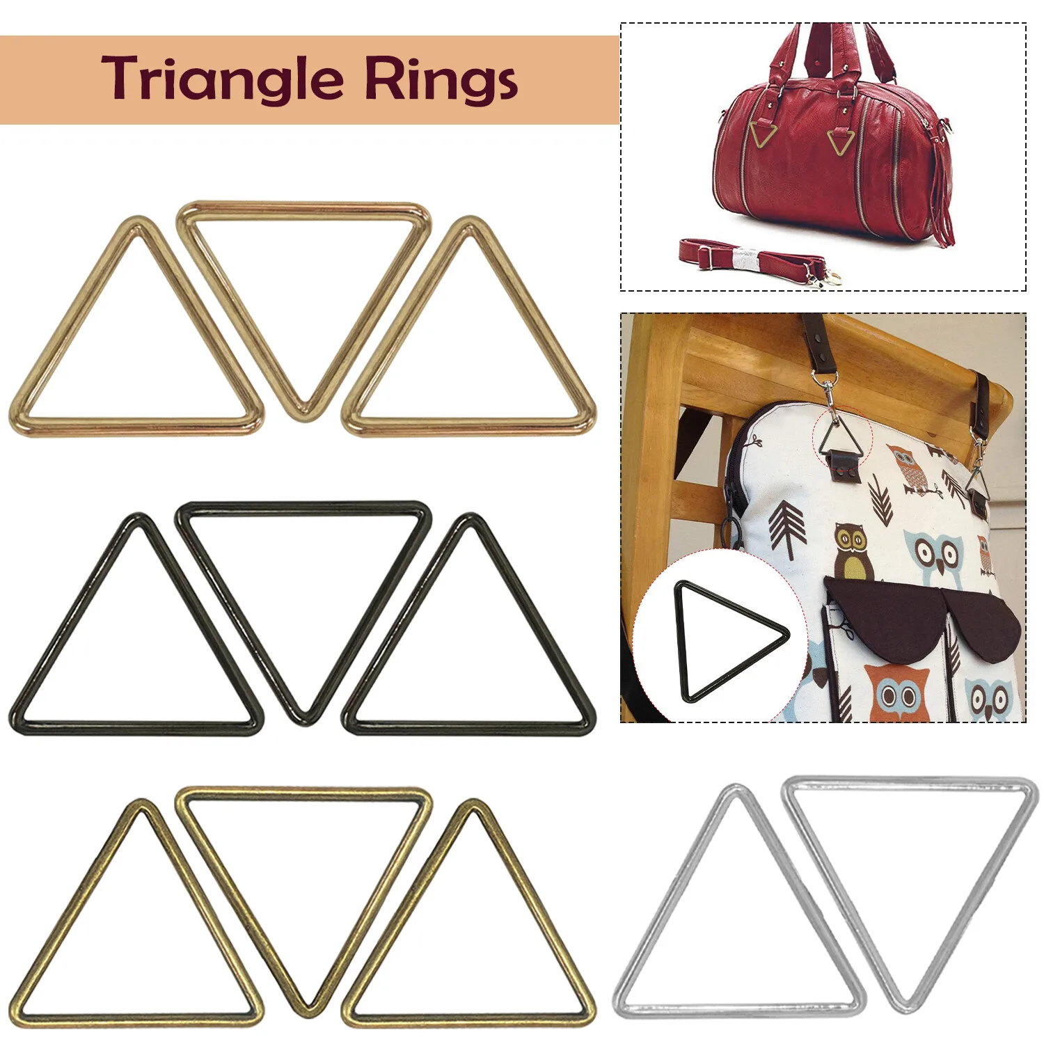 Peijian 10/16/20/27mm Metal Rings Slider Closed Adjust Webbing Buckles Handbag Strap For Leathercrafts Handbags Strap Belts