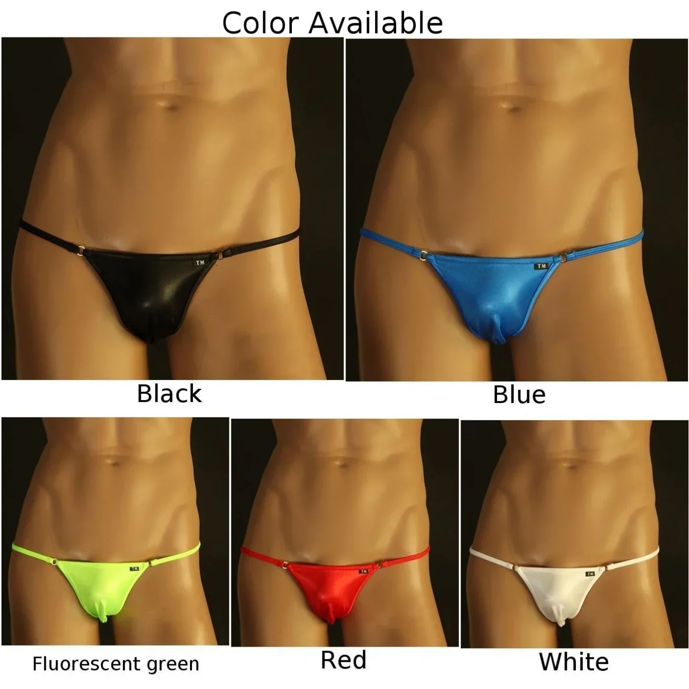 Open Butt G-string Mens Briefs Peni Big Pouch Panties Underwear Sexy Bikini G-String T-Back Thongs Low Rise Elastic Silky Briefs