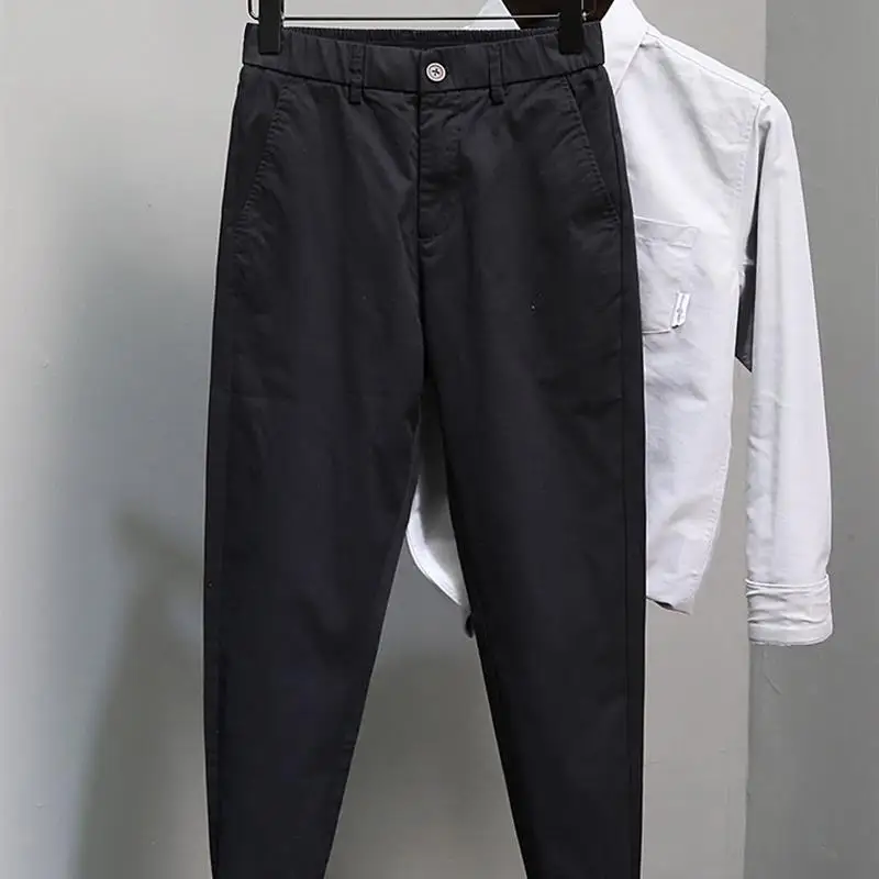 

Men's Slim Fit Straight Leg Casual Pants Fce Lined Faionable Autumn Winter Bla Long Trousers Comfortable Leisure Brand