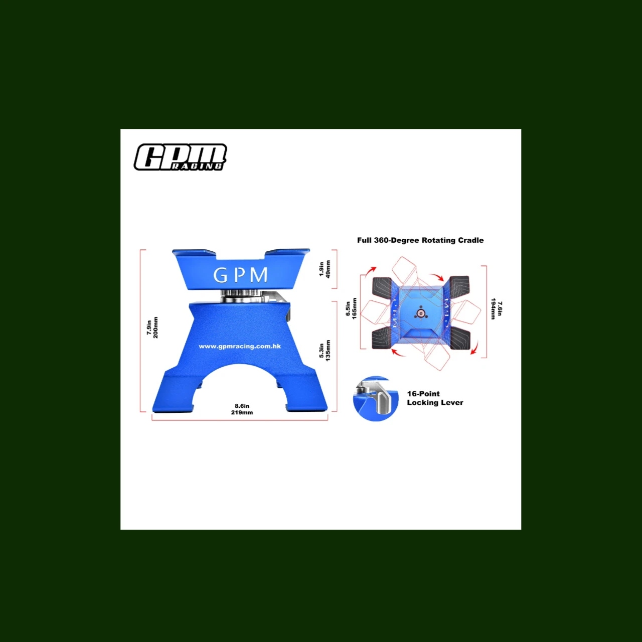 

Большая алюминиевая подставка для радиоуправляемого автомобиля/грузовика GPM для модели 1/5, 1/6, 1/7, 1/8, 1/10