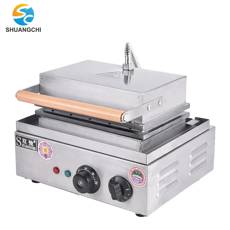 Commercial Single Plate Belgian Hotdog Waffle Maker Snack Machine New Electric Waffle Machine Motor Food Processing Machine