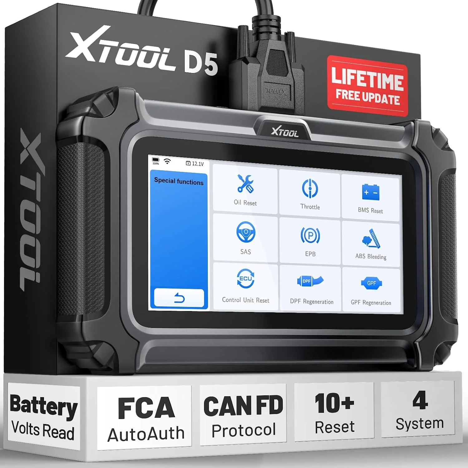 XTOOL D5 Kfz-Scanner ABS SRS Engine AT System Scanner 10 Resets Service OBD2-Scanner Lebenslanges kostenloses Update