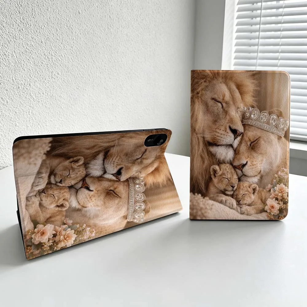 Lion Family Crown Hug Cover For Xiaomi Redmi Mi Pad 8 7 6 5 4 2 SE K Pro Max Ultra Poco Pad Soft Inch Tablet Case