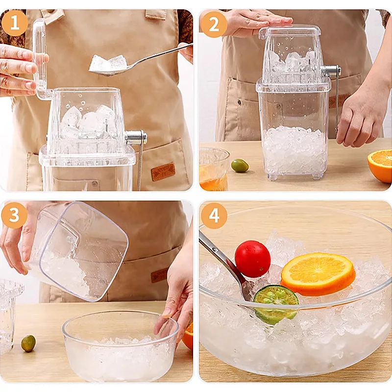 1-3PCS  Home Manual Ice Crusher Transparent Multi-Purpose Hand Shaved Ice Machine DIY Ice Crusher Machine A Glacon Ice Crusher