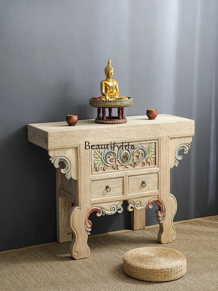 New Chinese solid wood offering table incense case living room entrance cabinet casket offering table