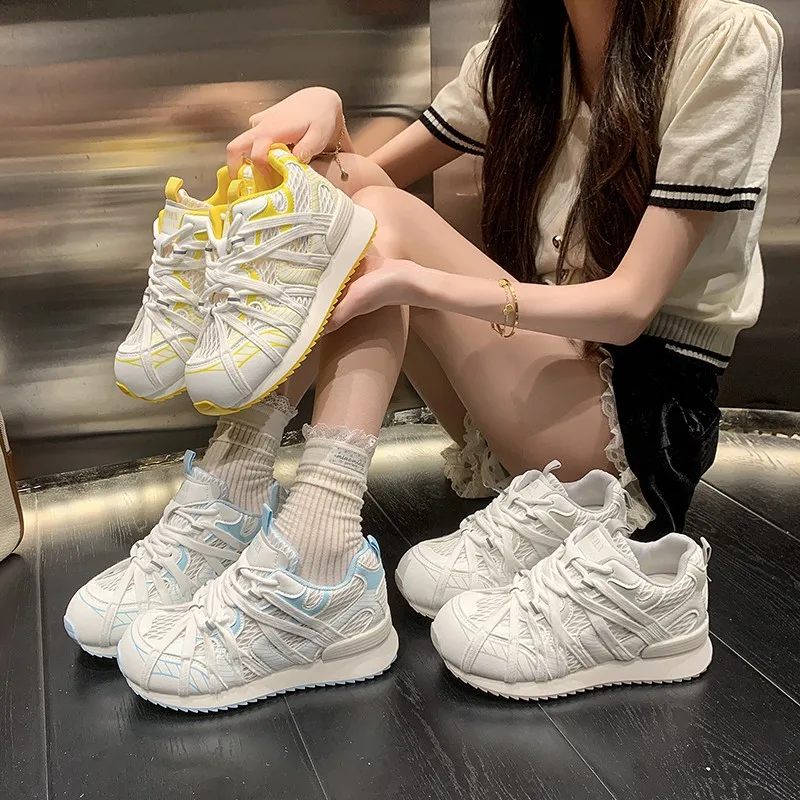 

Sports and Leisure Mesh Breathable Clunky Sneakers Women Summer New All-Match Non-Slip Soft Bottom
