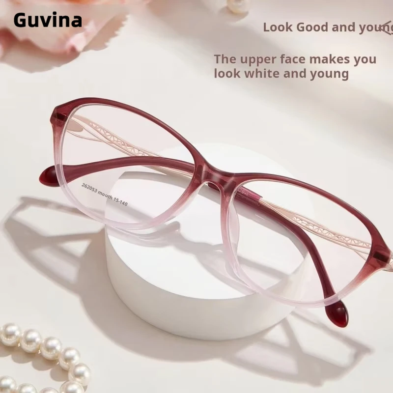 Guvina New Women's Eyeglass Frame Fashionable Temperament Hollowed Out Mirror Legs High-Quality Prescription Glasses 2620