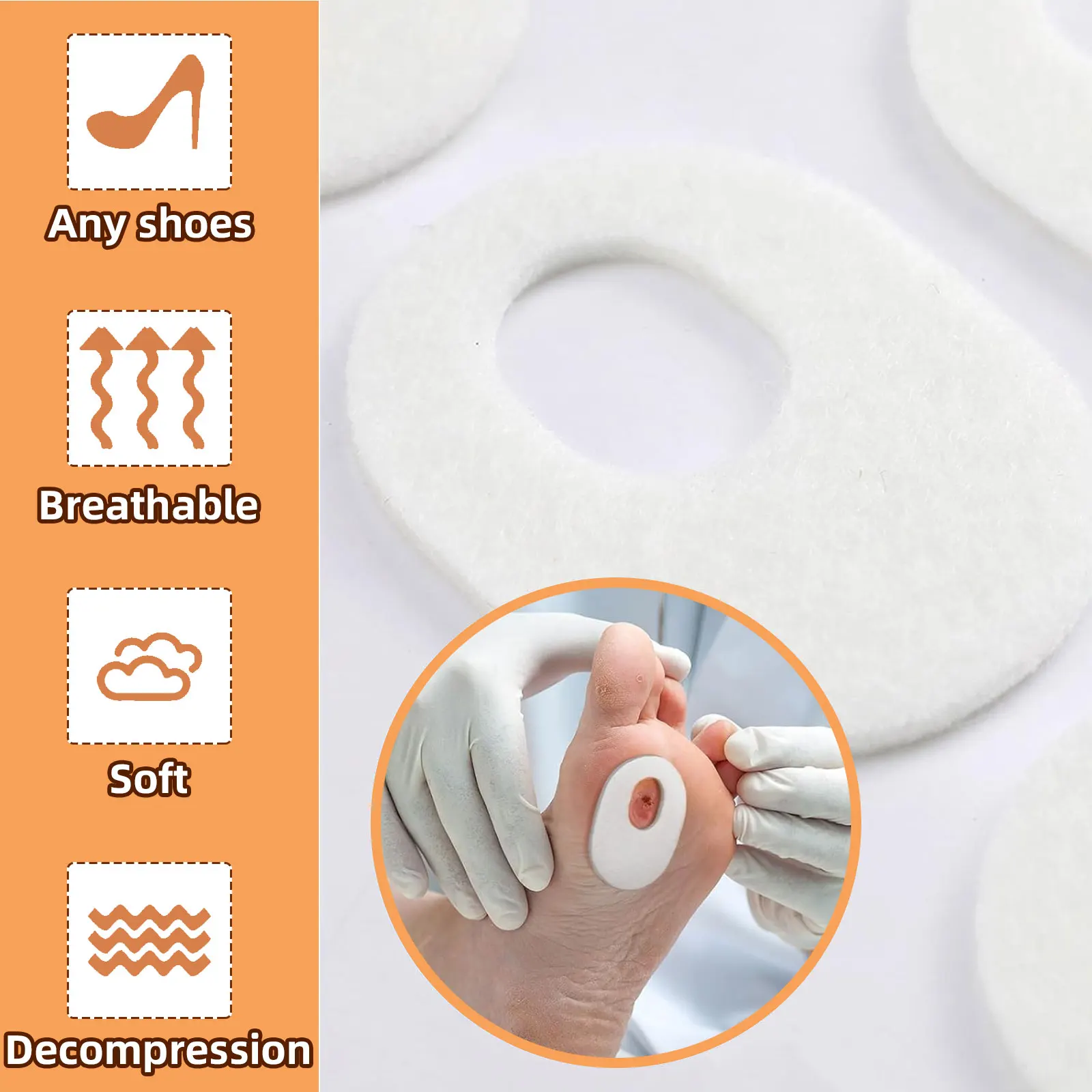 Eelt Pads Zacht Vilt Ovale Vorm Pads voor Bodem van Voet Zelfklevende Voet Maïs Pads Voeten Tenen Hak Pijnbestrijding Gereedschap