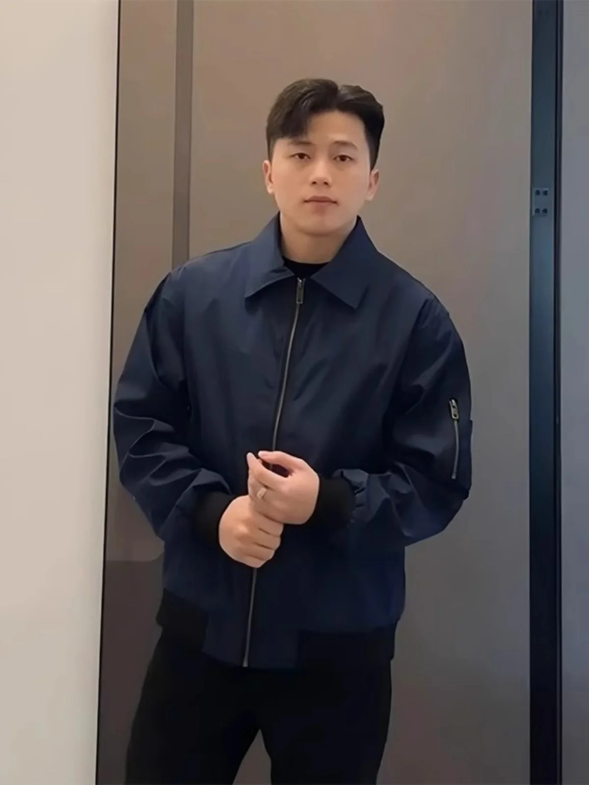 

Мужская куртка-пилот в стиле ретро, американский фасон, весна-осень, с высоким воротником, свободный крой, для подростков, из полиэфирного волокна