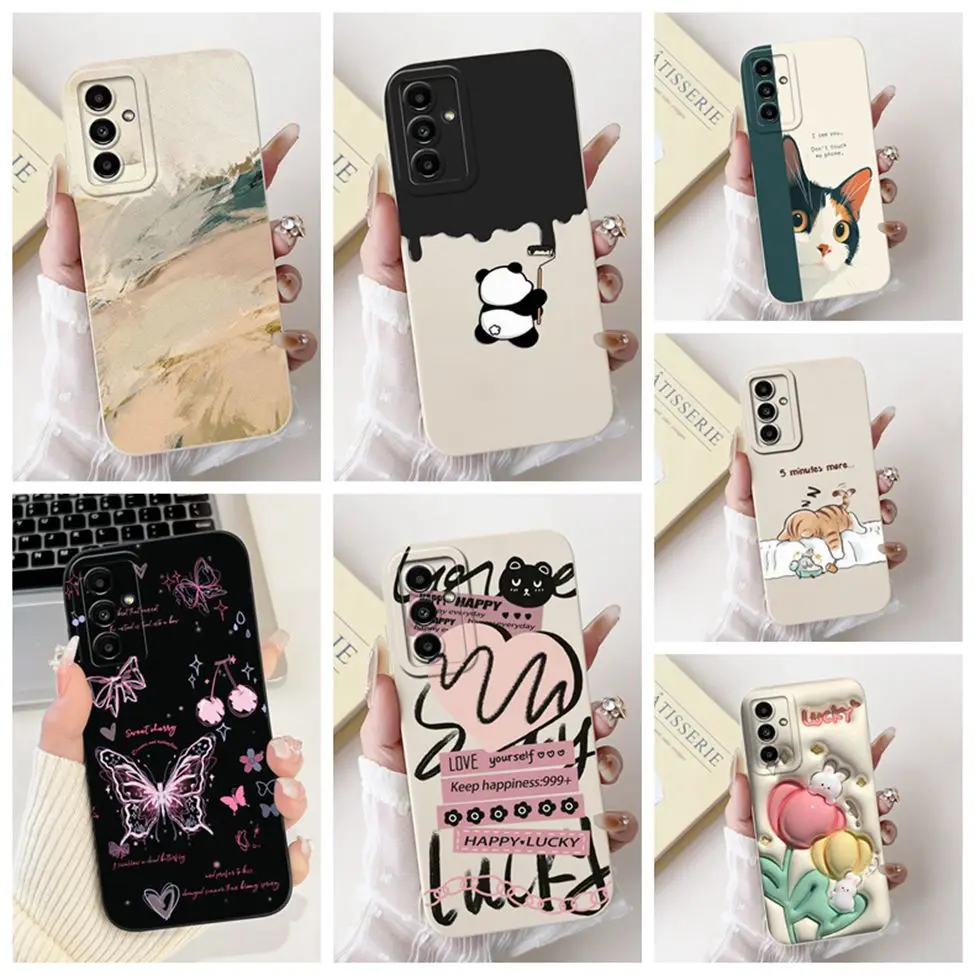 For Samsung F15 SM-E156B Case M15 SM-M156B Silicone Fashion Cute Cartoon Cat Luxury Back Cover For Samsung M15 Phone Case Bumper