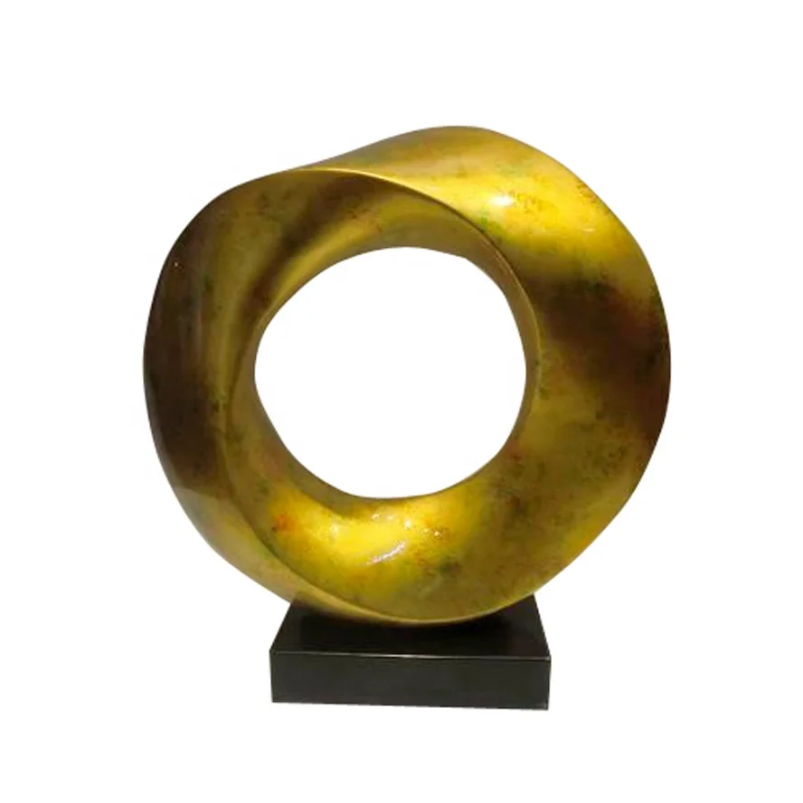 Customized Large Luxury Yellow Ring Metal Sculpture For Mockup House/Villa