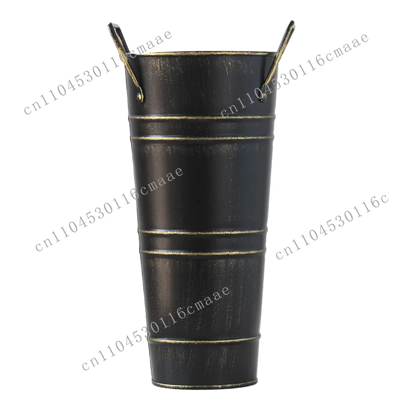 新しい傘立て レトロな古い樽型フラワーアレンジメント装飾 丸型傘収納樽 ドア装飾-B61B