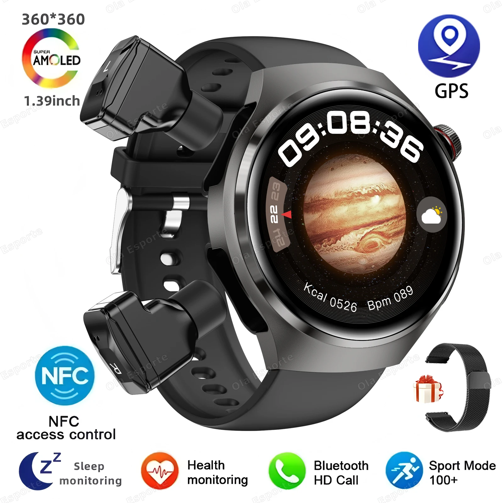 2 In 1 Smartwatch With Headphones TWS Earphone NFC GPS Tracker BT Calls IP68 Waterproof Sports Fitness Smart Watch Men 2025 New